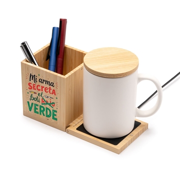 Lapicero + Calienta-tazas bambú - Imagen 1