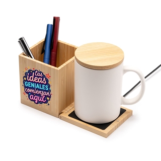 Lapicero + Calienta-tazas bambú - Imagen 2