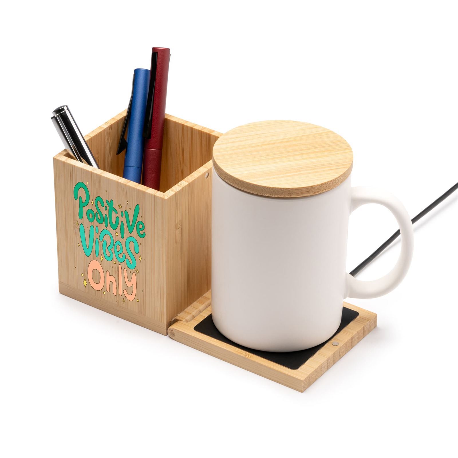 Lapicero + Calienta-tazas bambú - Imagen 3