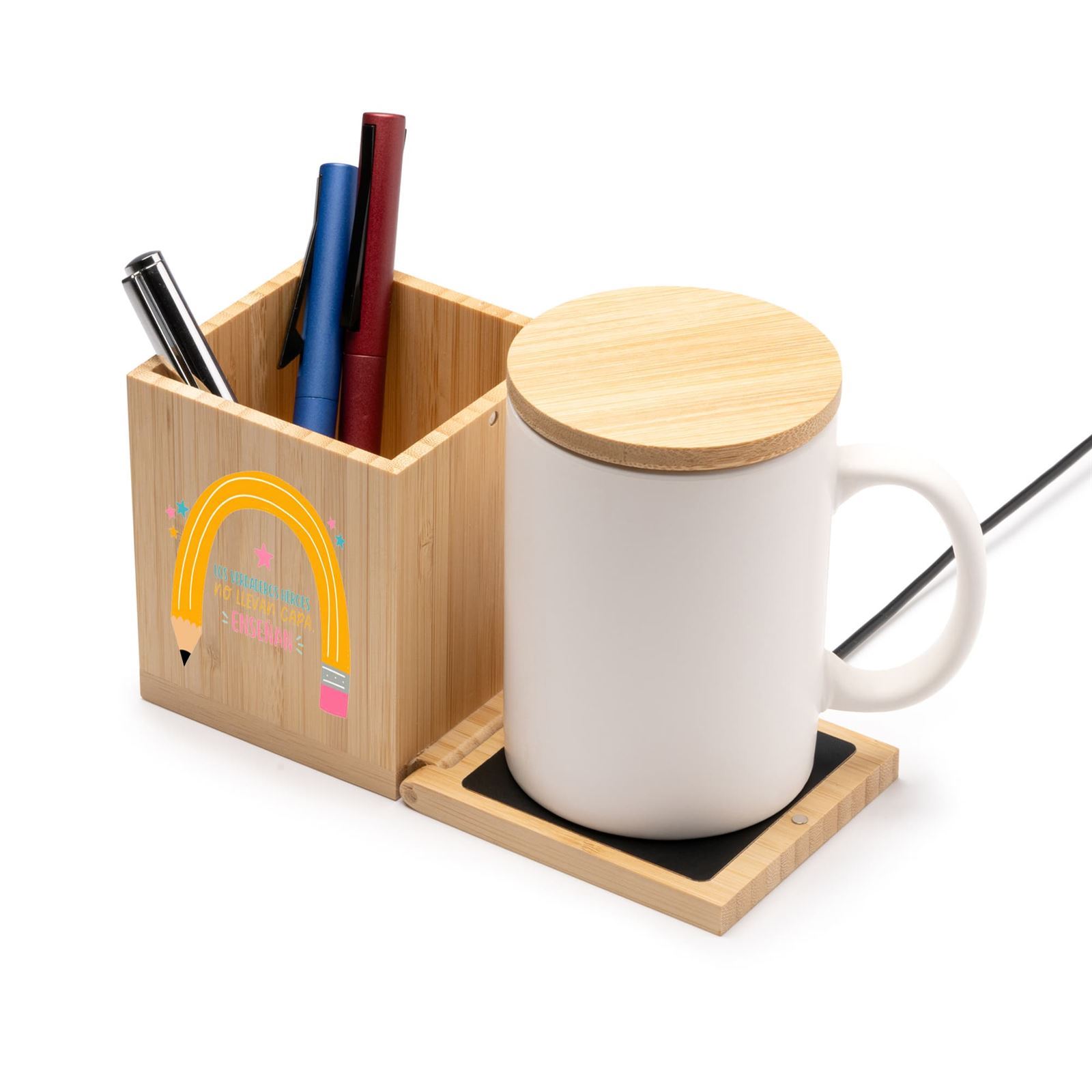 Lapicero + Calienta-tazas bambú - Imagen 4