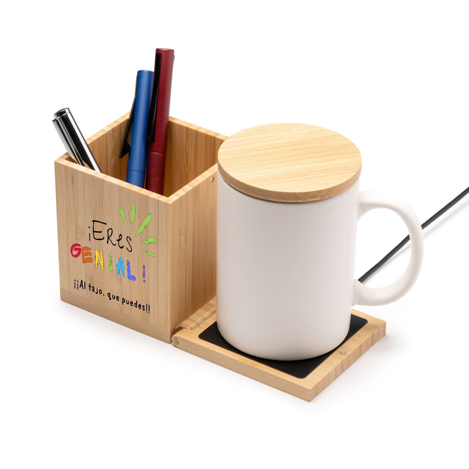 Lapicero + Calienta-tazas bambú - Imagen 5